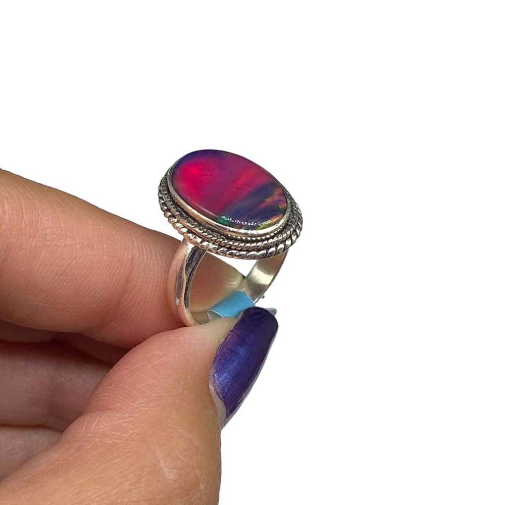 Aura Fire Opal Solid Sterling Silver 925. - image 3